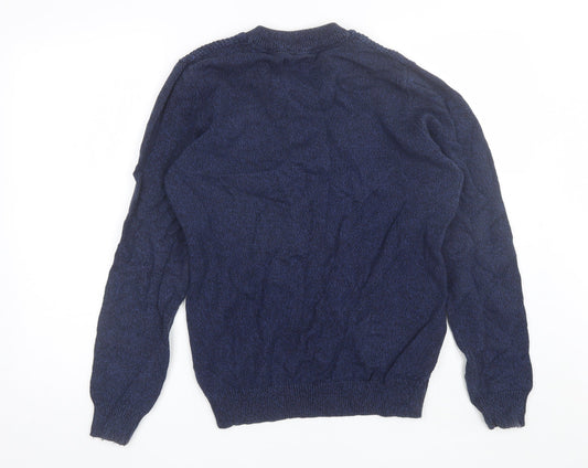 Cedar Wood State Mens Blue V-Neck Cotton Pullover Jumper Size M