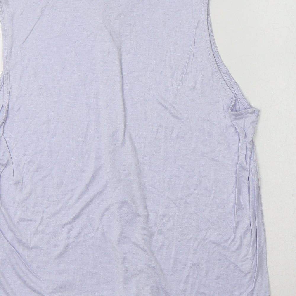 M&S Womens Blue Viscose Basic Button-Up Size 16 Mock Neck