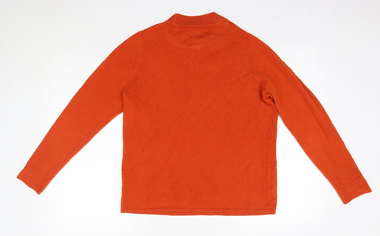 Bonmarché Womens Orange Round Neck Acrylic Pullover Jumper Size 14