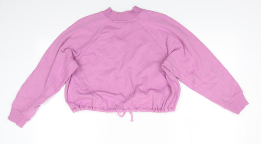 NEXT Girls Pink Cotton Pullover Sweatshirt Size 12 Years - Love Sparkle Drawstring waist