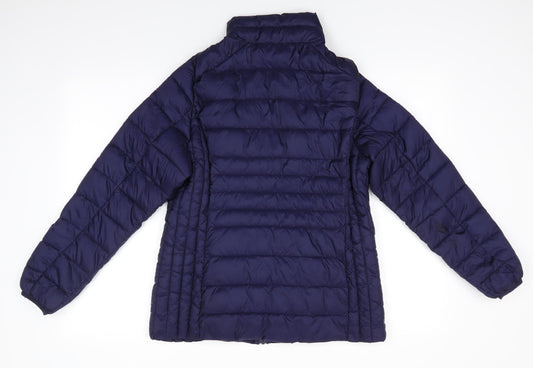 George Womens Blue Quilted Coat Zip - Midnight Blue subtle sheen