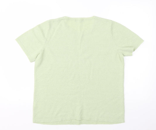BM Womens Green Round Neck Acrylic Pullover Jumper Size M