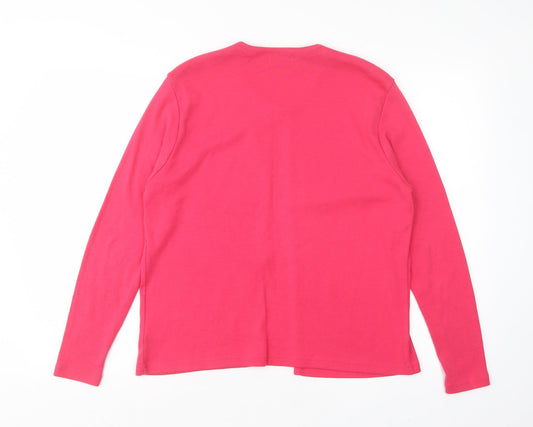 TIGI Womens Pink Round Neck Polyester Cardigan Jumper Size 14