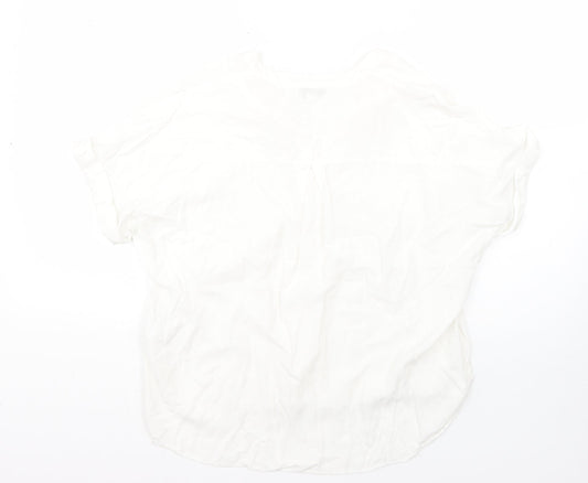 Warehouse Womens White Viscose Basic Blouse Size 8 V-Neck