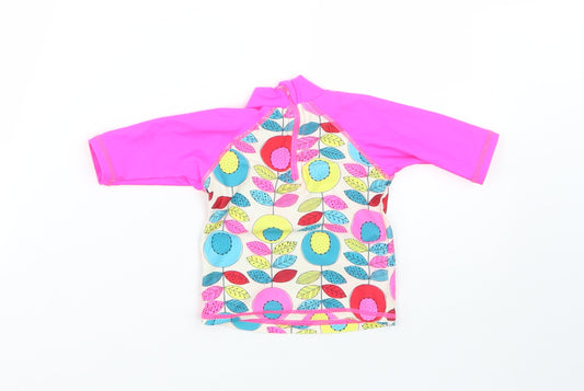 Mini Clube Girls Pink Floral Polyester Blouse Size 6-9 Months Halter - swim beach