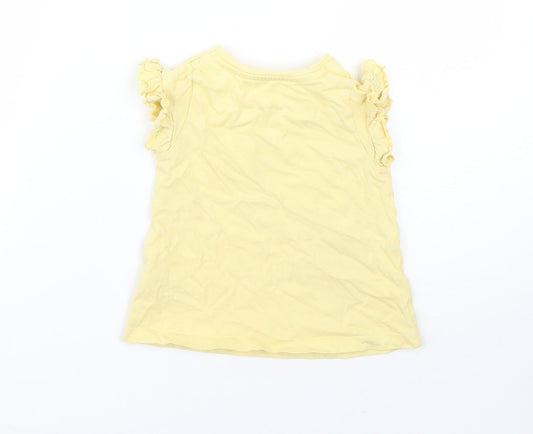 George Girls Yellow Cotton Basic T-Shirt Size 12-18 Months Round Neck