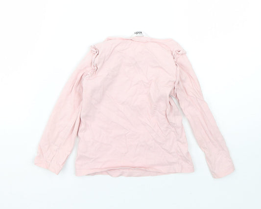 M&Co Girls Pink Cotton Basic T-Shirt Size 2-3 Years Round Neck - love heart
