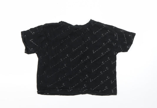 George Boys Black Cotton Basic T-Shirt Size 9-10 Years Round Neck