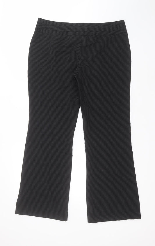New Look Womens Black Striped Polyester Dress Pants Trousers Size 14 L30 in Regular