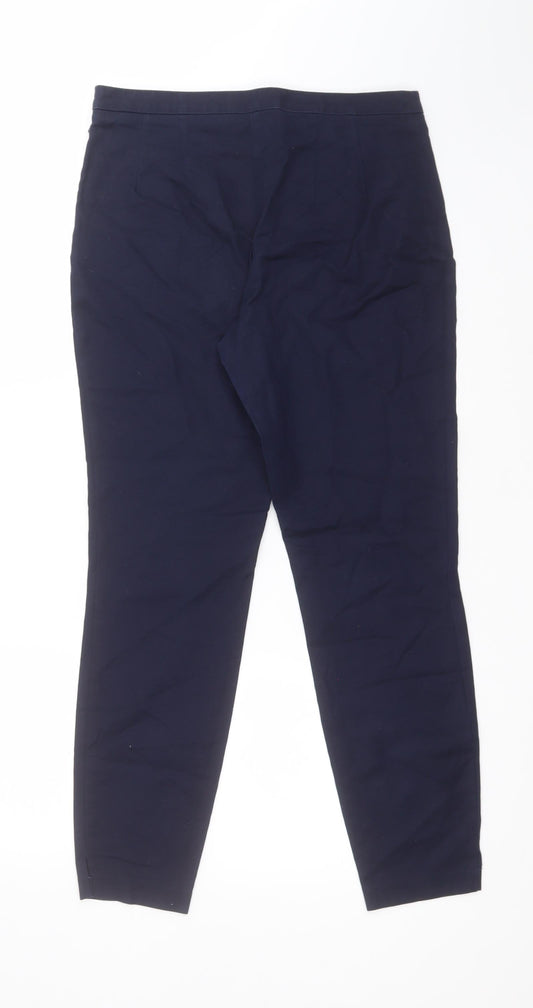 NEXT Womens Blue Cotton Carrot Trousers Size 12 L28 in Regular