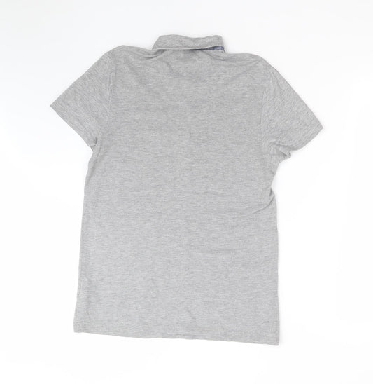 New Look Mens Grey Cotton Polo Size S Collared