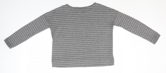 VILA Mens Grey Round Neck Striped Polyester Pullover Jumper Size S