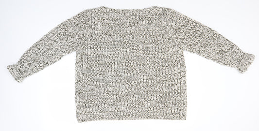 Label Be Womens White Round Neck Acrylic Pullover Jumper Size 18