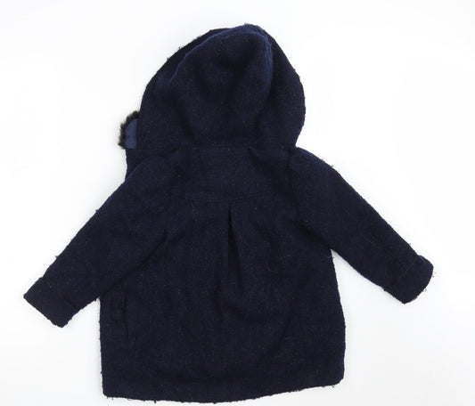 TU Girls Blue Overcoat Coat Size 4-5 Years Button