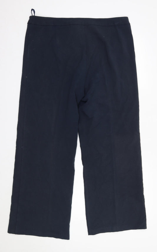 Joella Di Marco Womens Blue Polyester Trousers Size L L29 in Regular