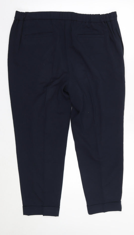 M&S Womens Blue Polyester Dress Pants Trousers Size 16 L24 in Regular