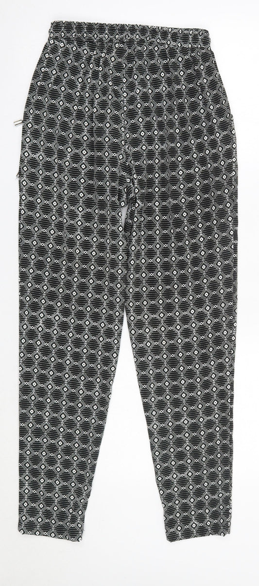 New Look Womens Black Argyle/Diamond Polyester Dress Pants Trousers Size 6 L27 in Regular