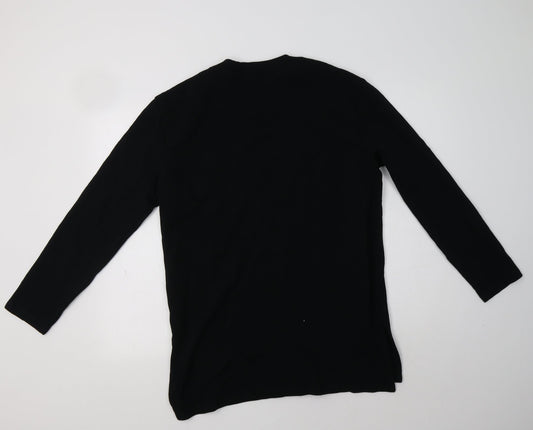 Preworn Womens Black V-Neck Cotton Cardigan Jumper Size 8