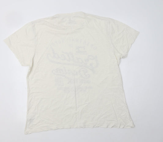 George Mens Ivory Cotton T-Shirt Size L Crew Neck