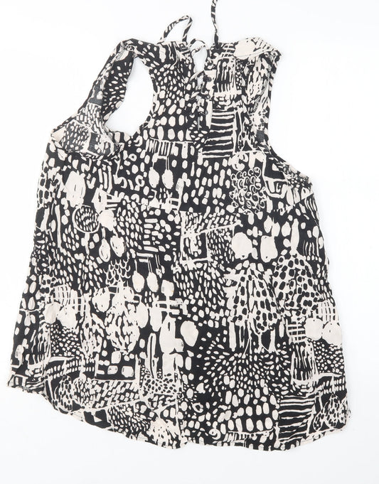 New Look Womens Multicoloured Animal Print Viscose Basic Blouse Size 14 Round Neck