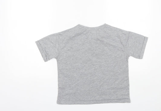 Primark Girls Grey Polyester Basic T-Shirt Size 9-10 Years Round Neck
