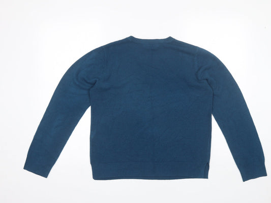 Marks and Spencer Womens Blue Round Neck Acrylic Pullover Jumper Size 14