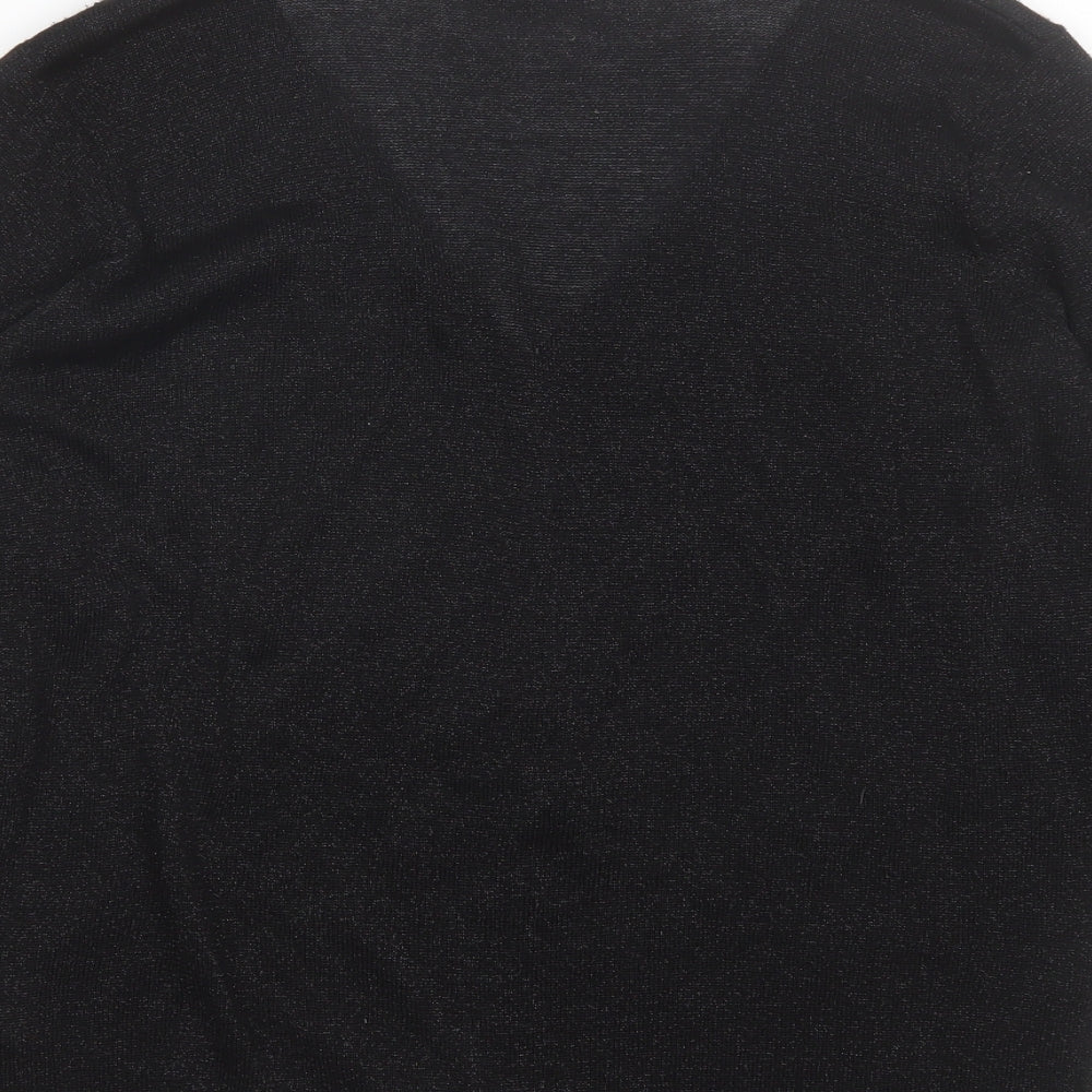 Soon Womens Black V-Neck Viscose Cardigan Jumper Size S