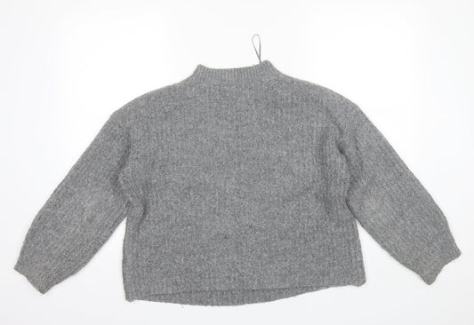 Marks and Spencer Womens Grey Roll Neck Acrylic Pullover Jumper Size S