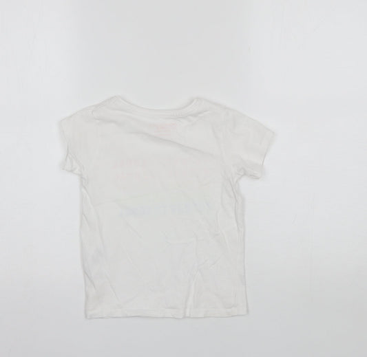 Primark Girls White Cotton Basic T-Shirt Size 4-5 Years Round Neck