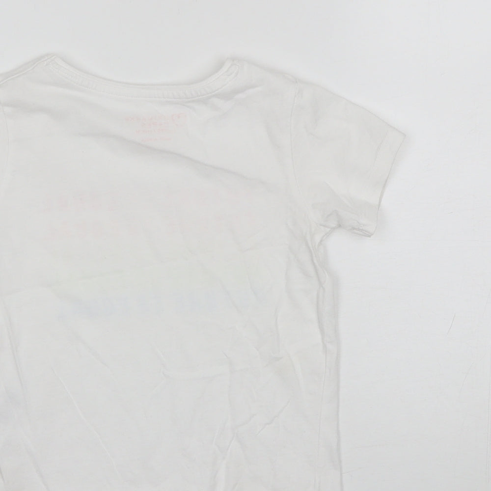 Primark Girls White Cotton Basic T-Shirt Size 4-5 Years Round Neck