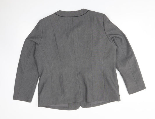 Preworn Womens Grey Polyester Jacket Suit Jacket Size 16