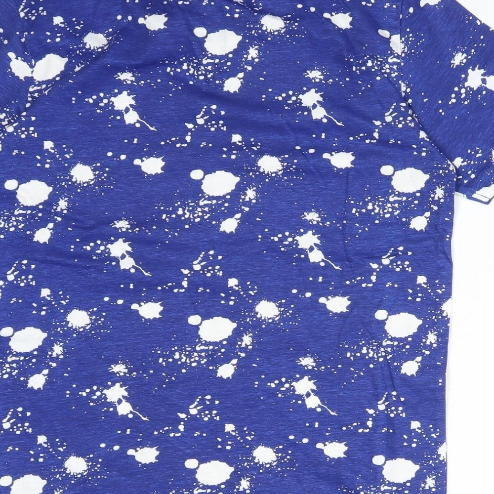 Studio Boys Blue Geometric Cotton Basic T-Shirt Size 10-11 Years Crew Neck
