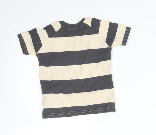 Primark Boys Multicoloured Striped Cotton Basic T-Shirt Size 6-9 Months Crew Neck - YAY