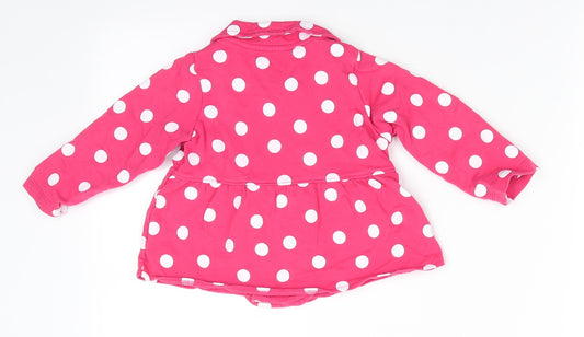 Carter's Girls Pink Polka Dot Overcoat Coat Size 18 Months Button - White Polka Dots