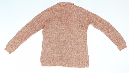 Papaya Womens Orange V-Neck Acrylic Pullover Jumper Size M