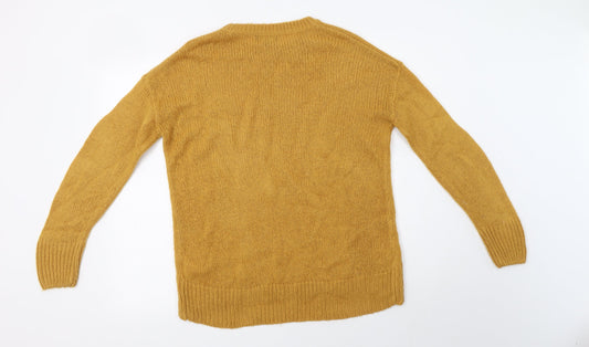 New Look Womens Yellow Crew Neck Acrylic Pullover Jumper Size S