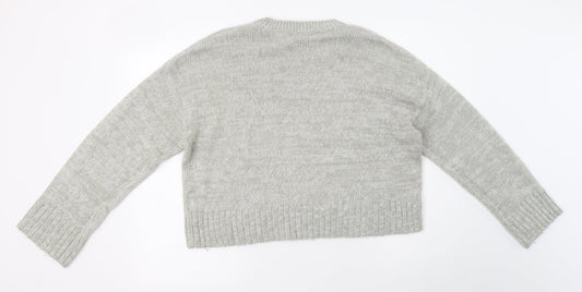 New Look Womens Grey Crew Neck Acrylic Pullover Jumper Size L