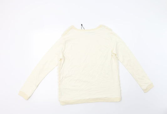 Bershka Womens Ivory Polyester Pullover Sweatshirt Size M