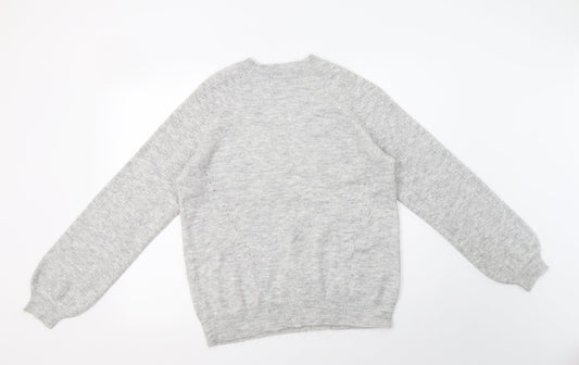 Papaya Womens Grey Collared Acrylic Pullover Jumper Size M