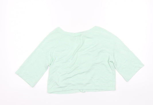 Wallis Womens Green Round Neck Viscose Shrug Jumper Size S