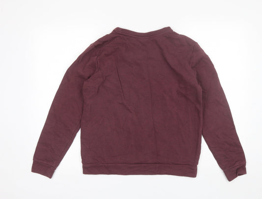 Jaqueline de Yong Womens Purple Round Neck Cotton Pullover Jumper Size S