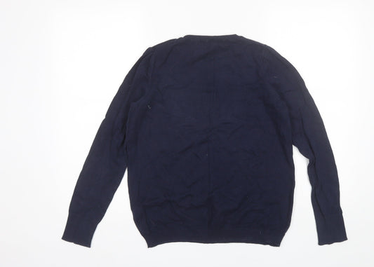 Red Herring Womens Blue Round Neck Cotton Pullover Jumper Size 12