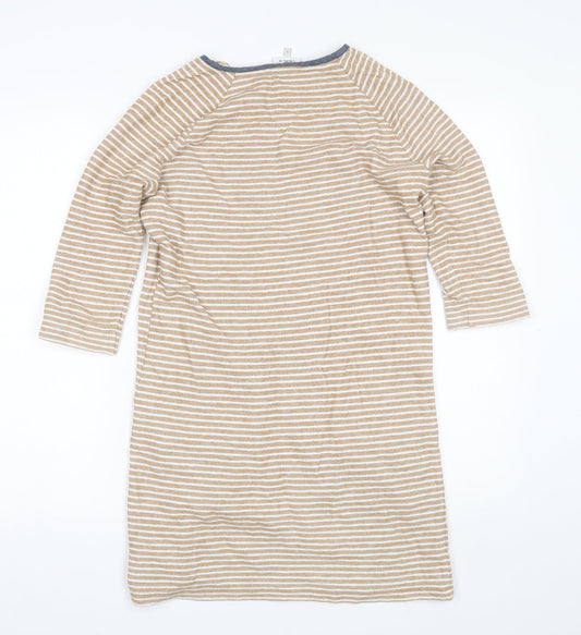 NEXT Womens Brown Striped Cotton Shift Size 6 Round Neck