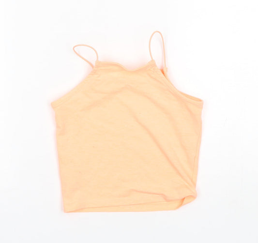 Miss E-Vie Girls Orange Polyester Basic Tank Size 7-8 Years Square Neck