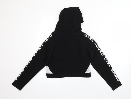 YD Girls Black Polyester Pullover Hoodie Size 10-11 Years - girl squad