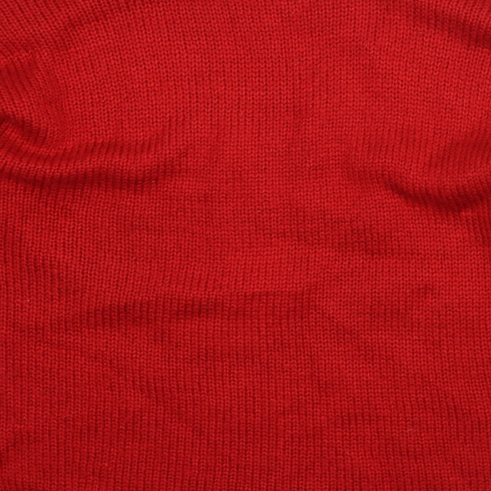 BM Mens Red Round Neck Acrylic Pullover Jumper Size M - Christmas Penguin