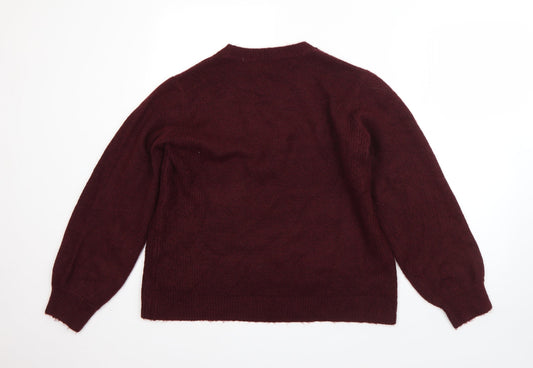 Dorothy Perkins Womens Red Round Neck Acrylic Pullover Jumper Size 14