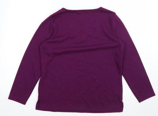 BM Womens Purple Round Neck Polyester Pullover Jumper Size S