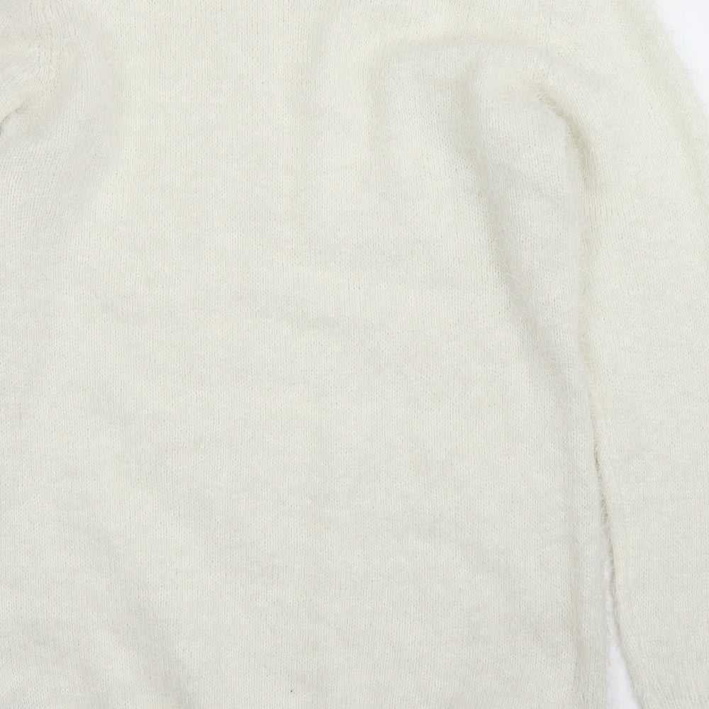 Studio Womens White Round Neck Polyester Pullover Jumper Size 14