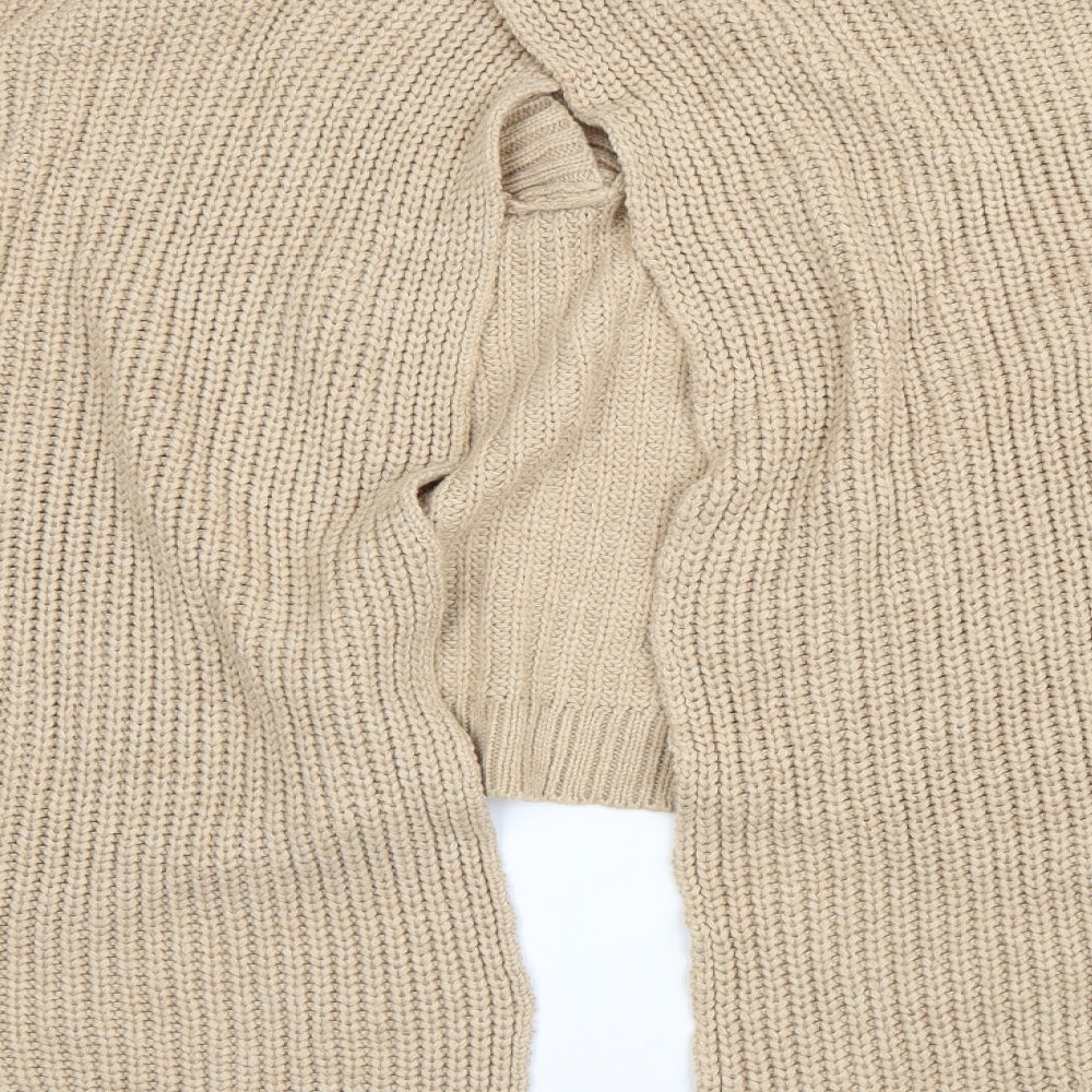QED London Womens Beige Round Neck Acrylic Pullover Jumper Size L